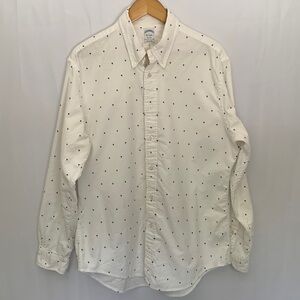 Brooks Brothers White Button Down Shirt with Black Dots